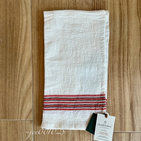 Hearth & Hand Magnolia Christmas Stripe Flour Sack Kitchen Towel White/Green/Red - Picture 8 of 8